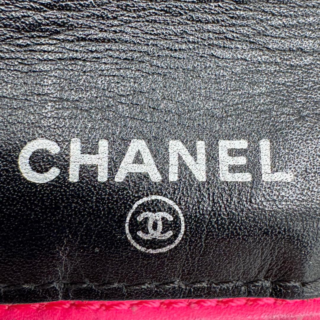 CHANEL シャネル カンボンライン レザー 二つ折り財布 コンパクト財布