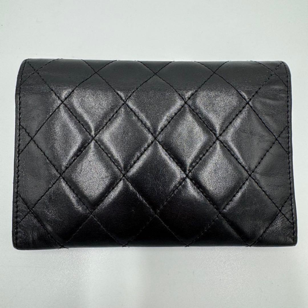 CHANEL シャネル カンボンライン レザー 二つ折り財布 コンパクト財布