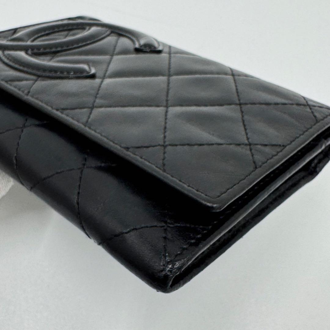 CHANEL シャネル カンボンライン レザー 二つ折り財布 コンパクト財布