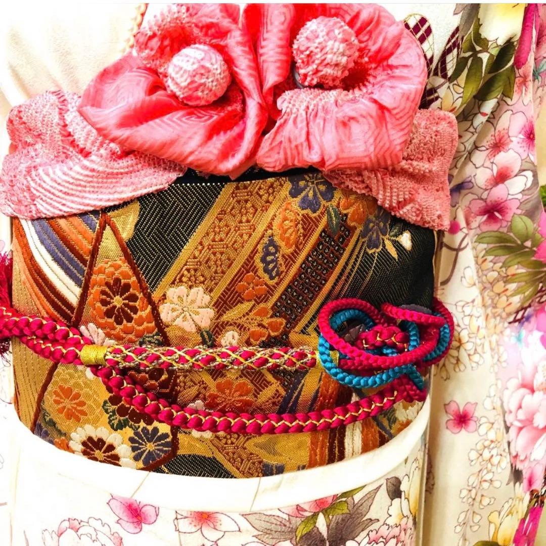 振袖フルセット‼️振袖ブランドLakokuIa❤️白地ピンク花々金彩 小物付 秀品‼️
