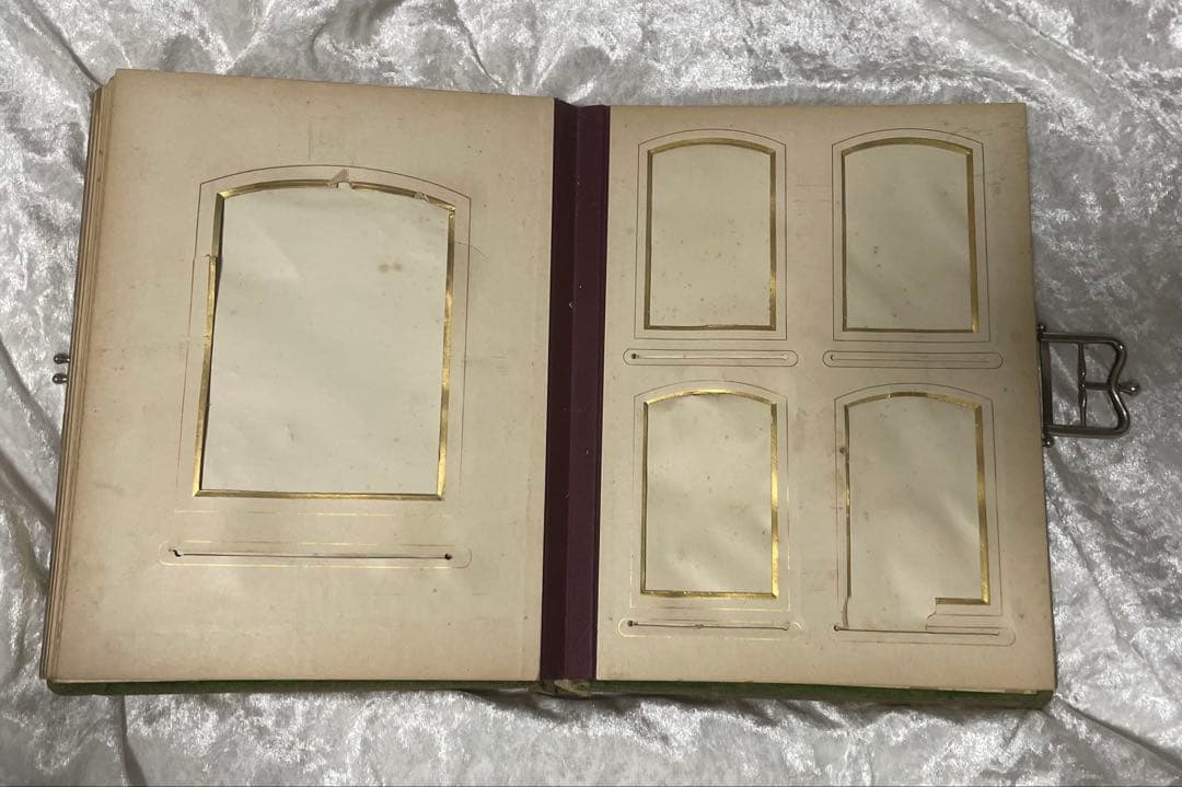 フランスアンティーク 洋書 フォトアルバム ベルベット 蚤の市 ブロカント