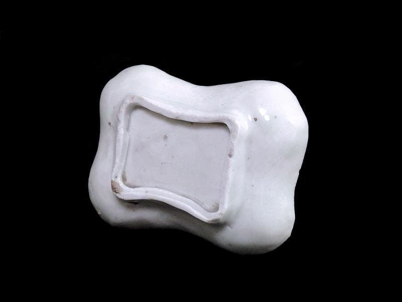 古伊万里　型刷印判　幾何学　市松紋様の図　変形皿　江戸期　AS-fbro