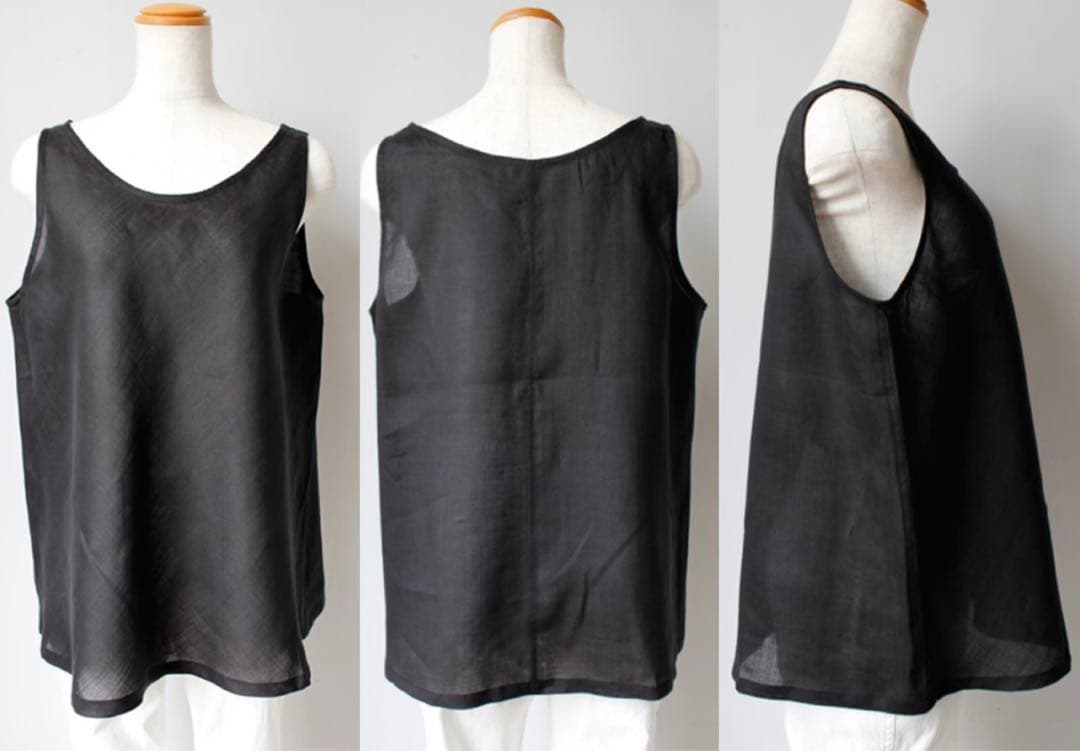 IONO リネン 麻 ラミー 100%超薄手ノースリーブシャツ mittan 系