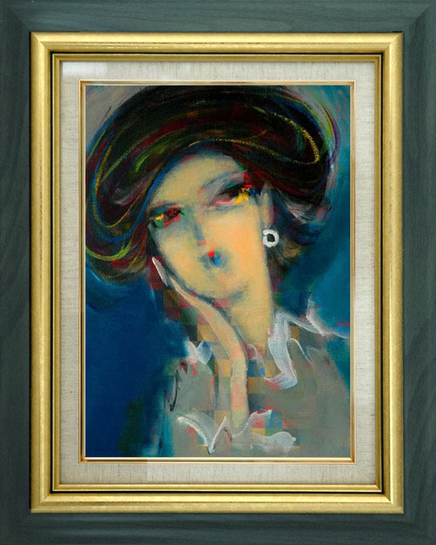 油絵 絵 絵画 インテリア 額付(銀) F4-051713 人物 女性像