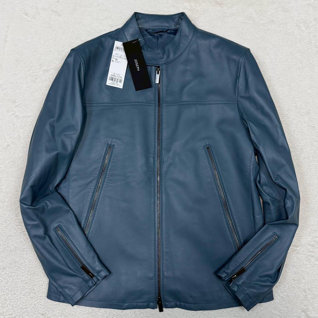 新品 2023年モデル JOSEPH ライダースジャケット ラムレザー ブルー