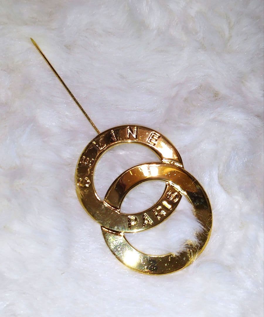 CELINEセリーヌ ブローチ サークルロゴ ゴールド フランス製 ヴィンテージ