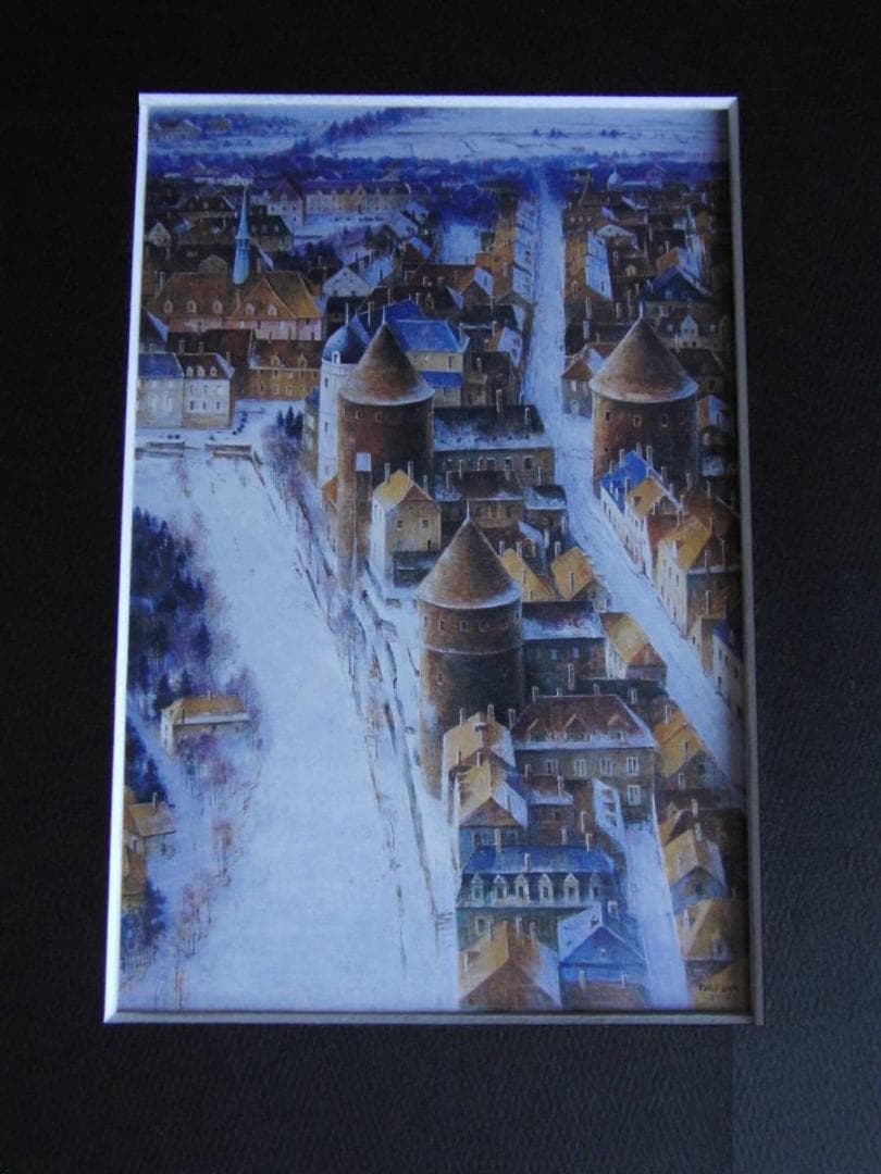 鵜飼幸雄、【白い道】、希少な額装用画集より、新品額装付