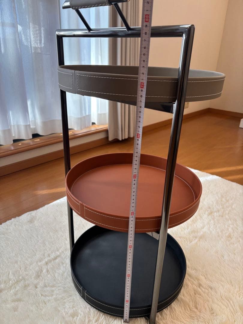 海外輸入　3段ワゴン　キャスター付き　収納ラック　グレー/ブラウン/ブラック