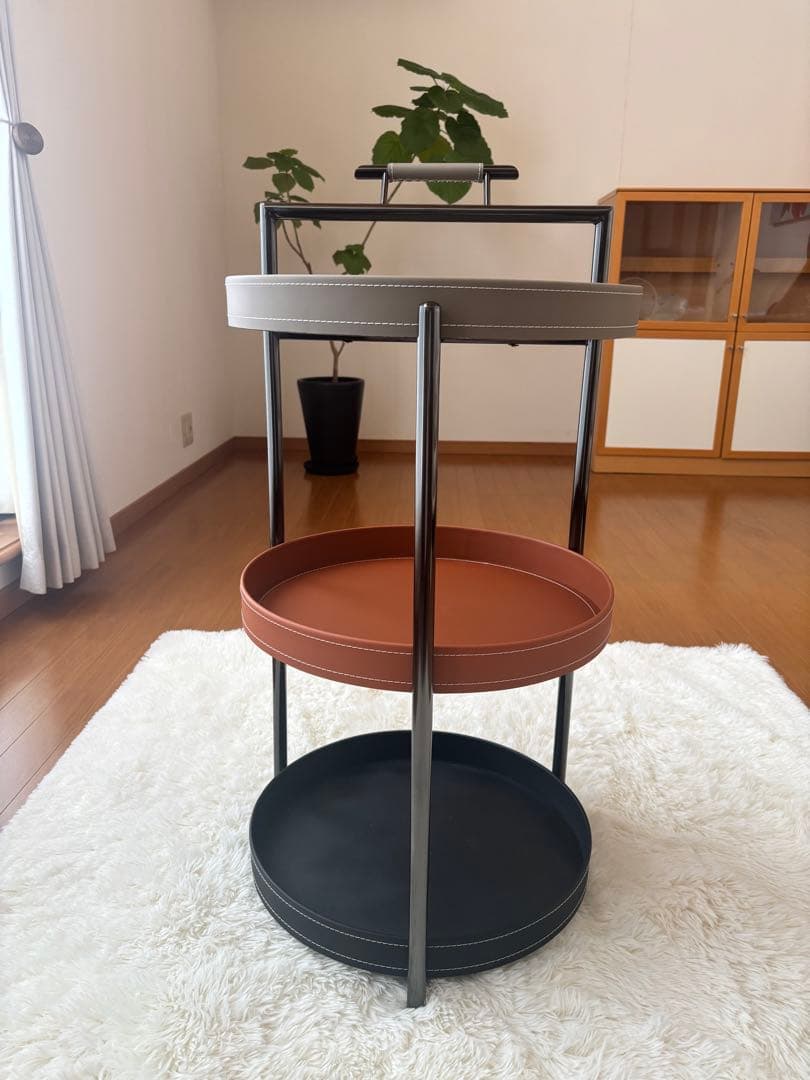 海外輸入　3段ワゴン　キャスター付き　収納ラック　グレー/ブラウン/ブラック