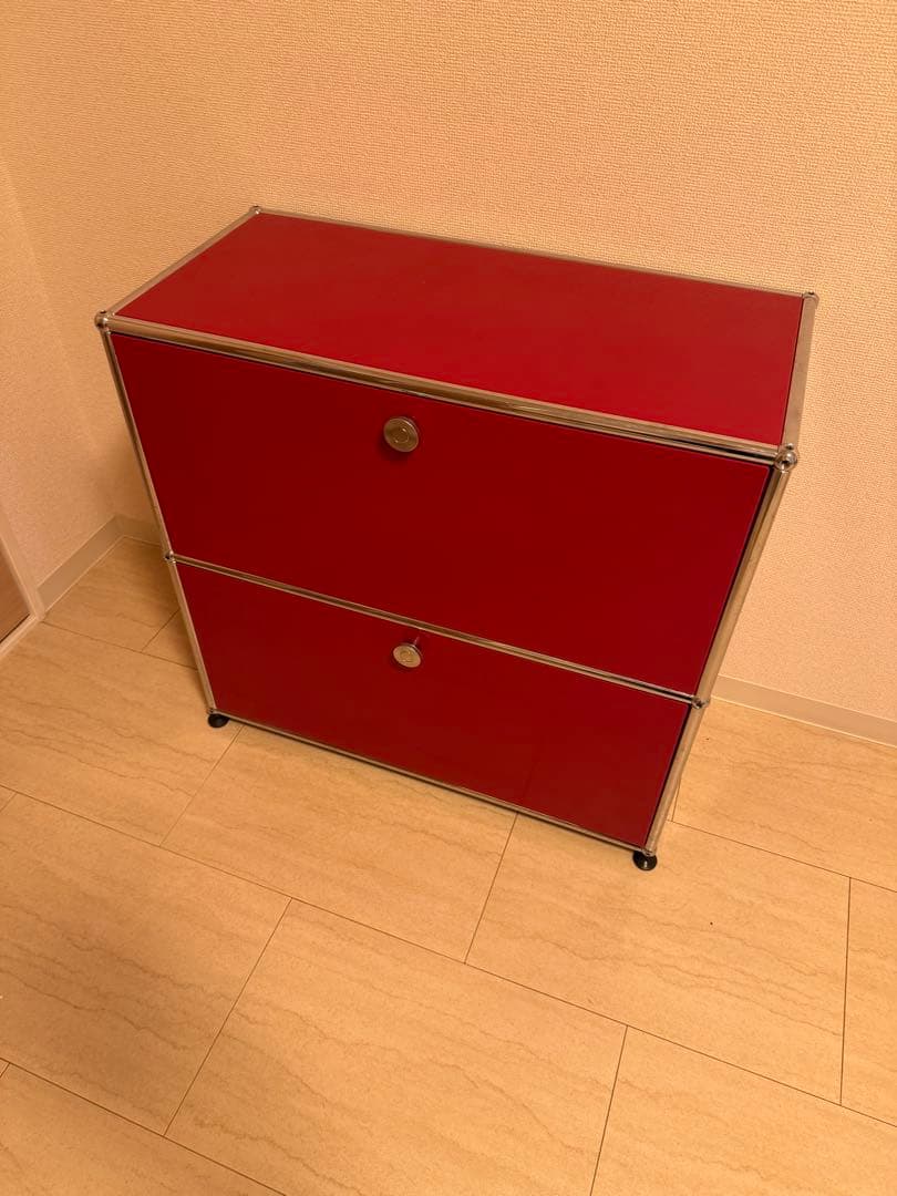 【美品】USMハラー　キャビネット 1列2段 赤 レッド