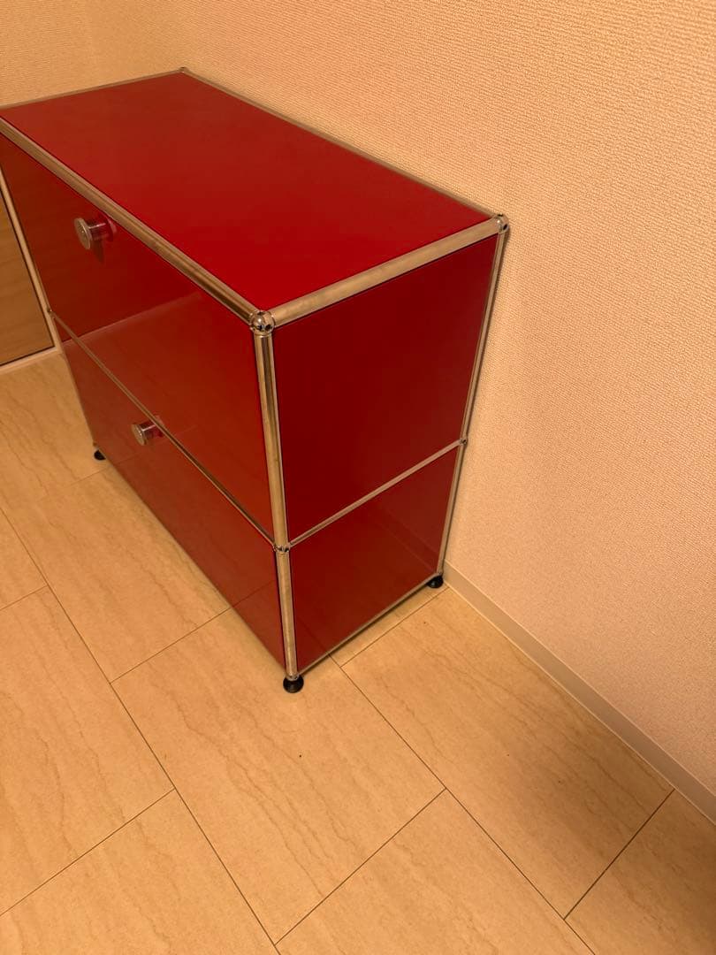 【美品】USMハラー　キャビネット 1列2段 赤 レッド
