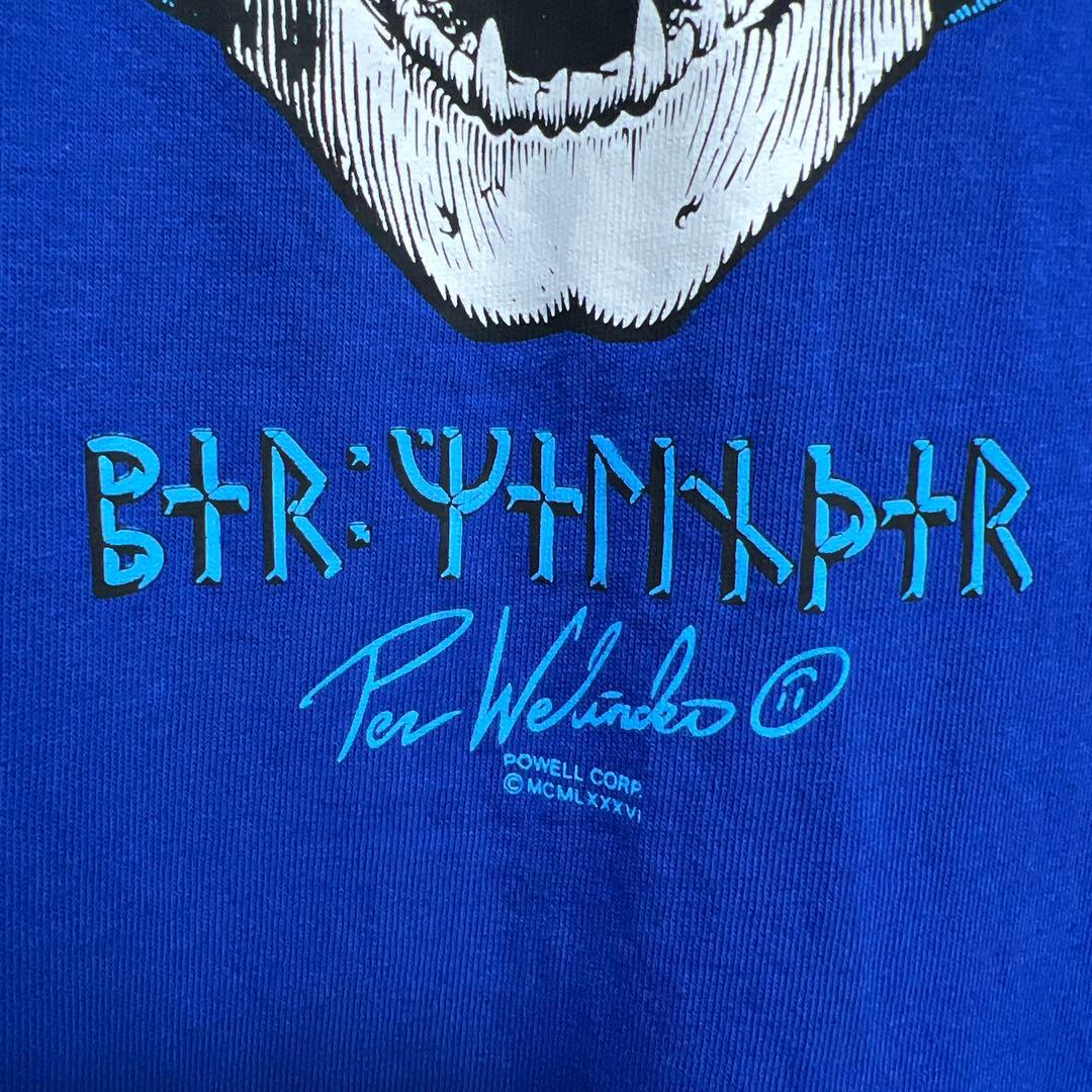パウエル　Powell Peralta スカル tシャツ 2005年製　青　xl