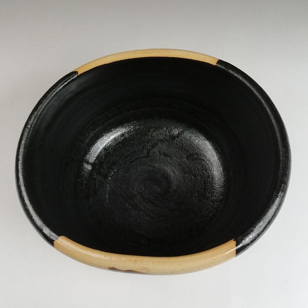 Ｓ９２９　茶碗　『黒織部茶碗』『御題　語』『寺田康雄 作』　共箱　抹茶碗　茶道具