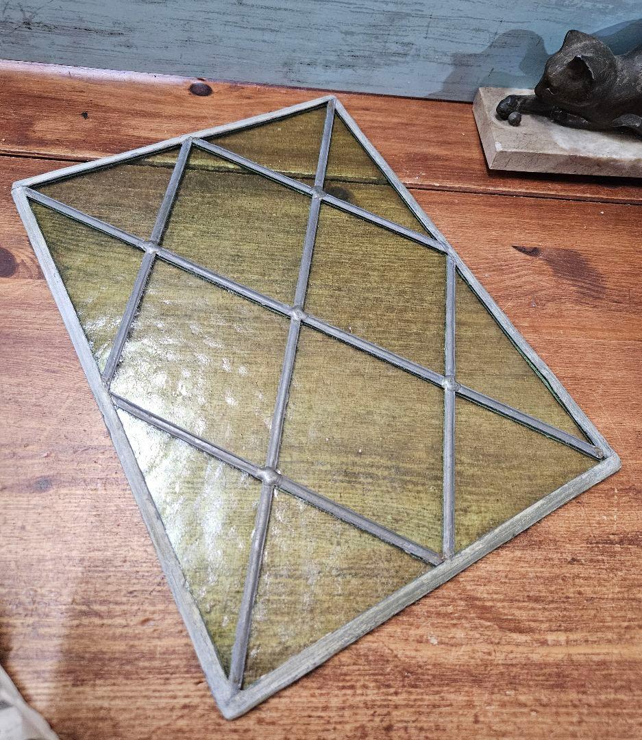 フランスアンティーク ステンドグラスの小窓 レトロ硝子 窓 扉 家具 装飾