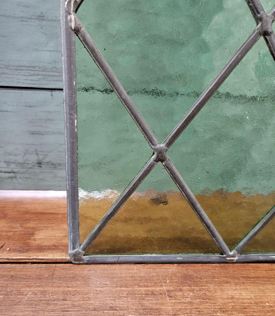 フランスアンティーク ステンドグラスの小窓 レトロ硝子 窓 扉 家具 装飾