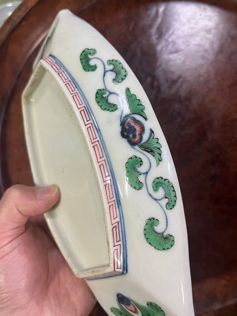 古伊万里　色絵　長皿　上手　享保　元禄　花唐草　唐草　柿右衛門　鍋島　吉祥