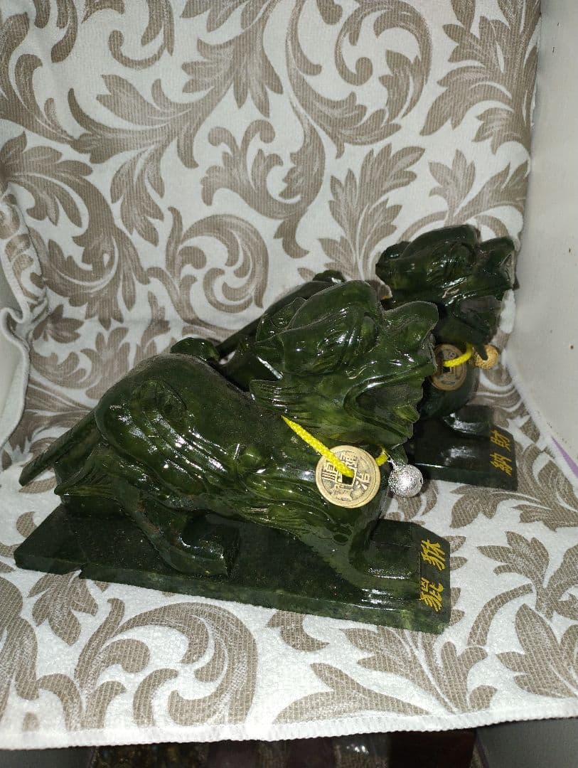 貔貅の置物！！ 雄と雌のニ体セット！！古銭&鈴のカスタム済み