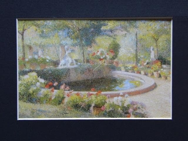 アンリ・マルタン、「花と泉水」、希少な画集より、 新品高級額装付、巨匠