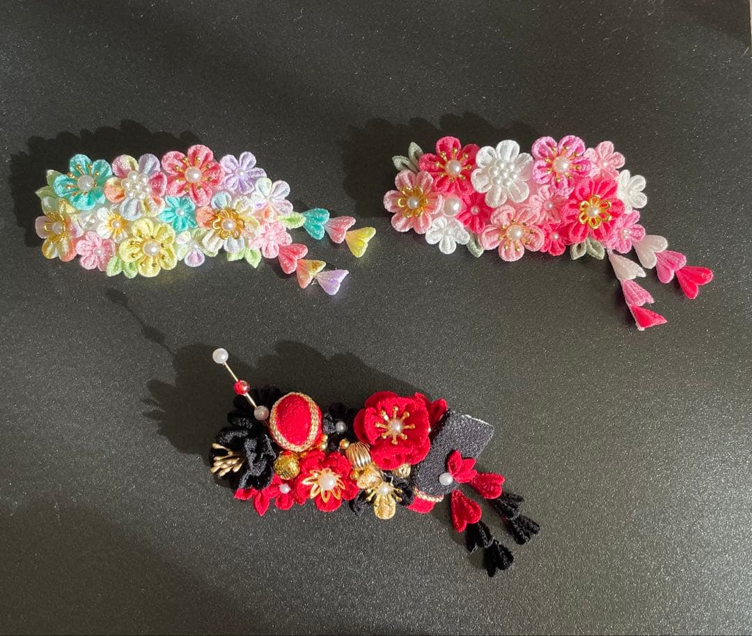 snsn　犬用バレッタ　つまみ細工