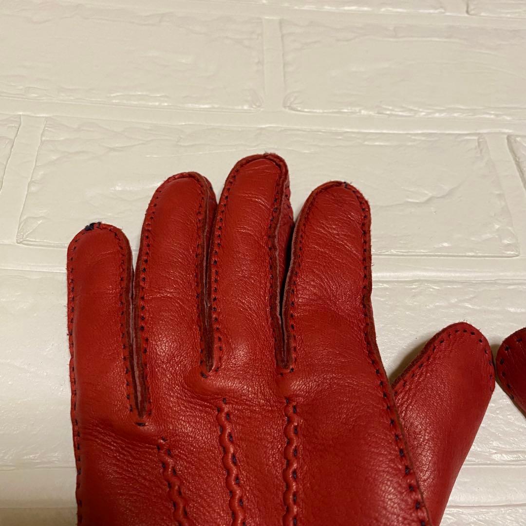 イタルグアント Italguanto ペッカリー 革 手袋 赤　レッド　7.5
