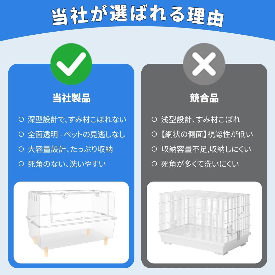 飼育ケース 75cm 大型 ハムスター ケージ 全透明 PET素材 アクリル風
