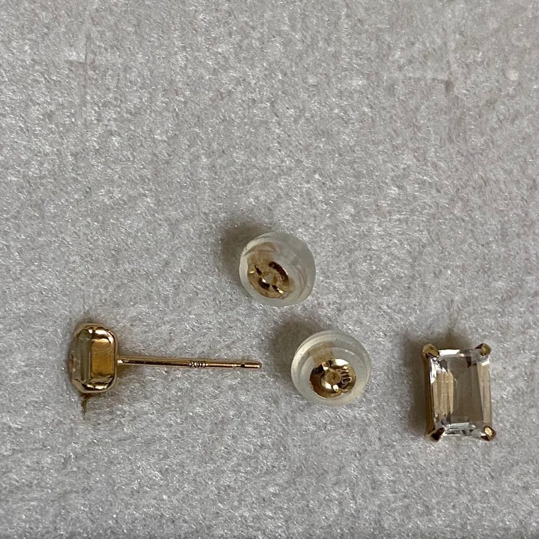 【新品】L&Co. K10 誕生石 スクエア スタッドピアス ホワイトトパーズ