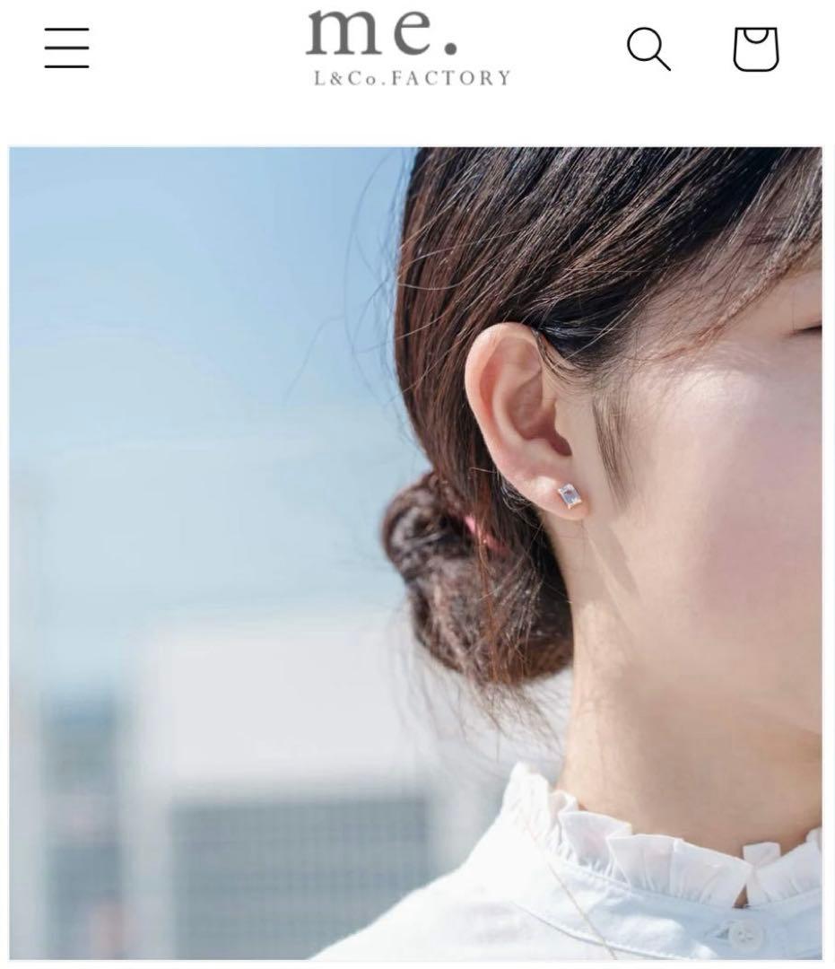 【新品】L&Co. K10 誕生石 スクエア スタッドピアス ホワイトトパーズ