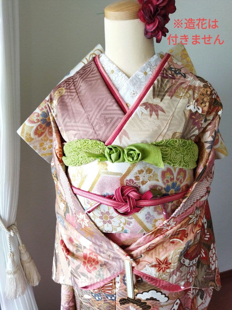 カリア　　　435.苺ミルクティー　振袖7点セット 正絹フルセット　成人式