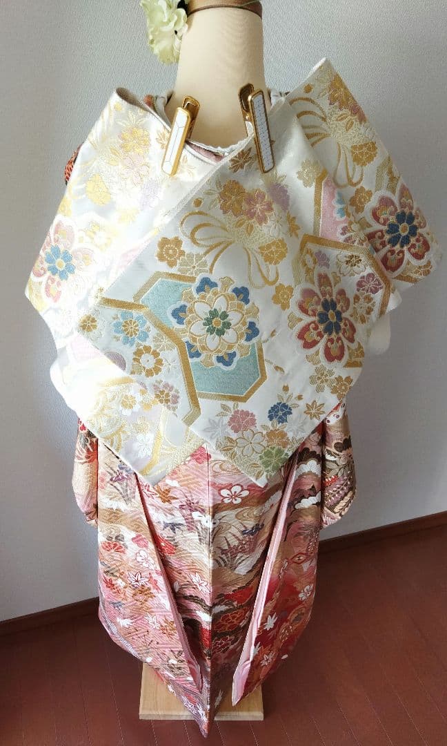 カリア　　　435.苺ミルクティー　振袖7点セット 正絹フルセット　成人式