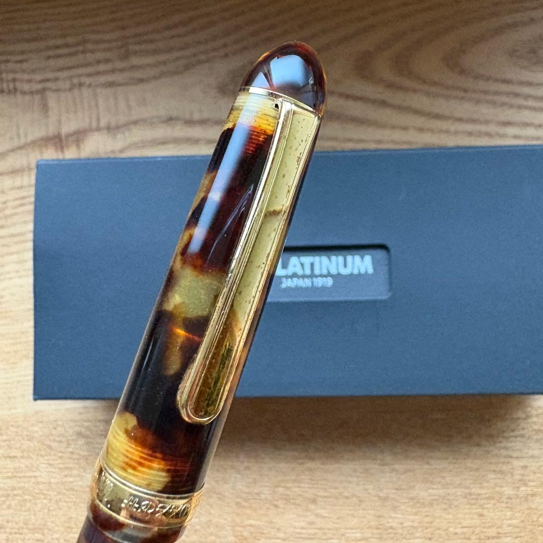 [ぱおお]プラチナ万年筆 センチュリー 3776 セルロイド べっこう