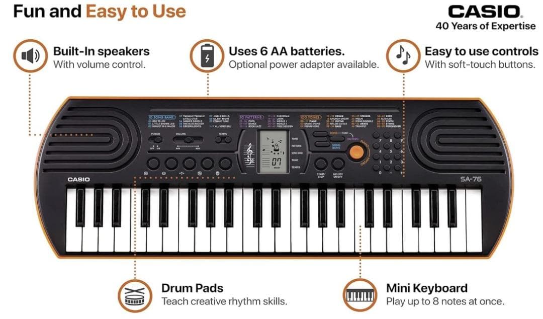 CASIO SA-76 シンセサイザ 44鍵盤 新品未使用 箱無 34AM-B