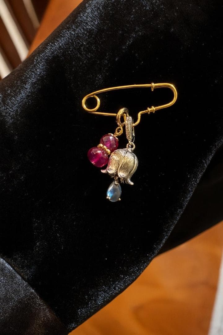 K18YG WG PG ブローチ 安全ピン チャーム留め ピアス 繋ぎ 18K