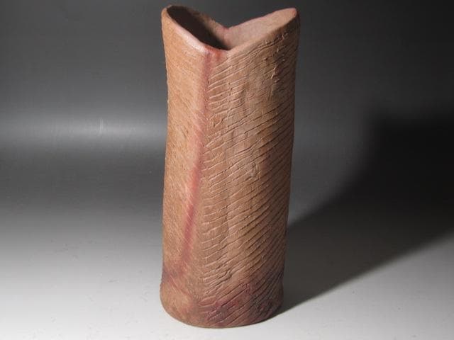 ★　北大路魯山人　備前クシメ花入　味わい深い一品★x326