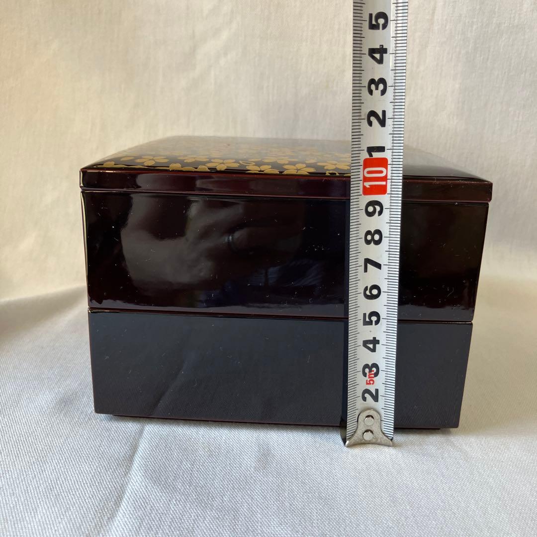 越前漆器　越前塗　溜塗り　本重箱　お重　重箱　二段重　二段重箱春秋蒔絵　桜と紅葉