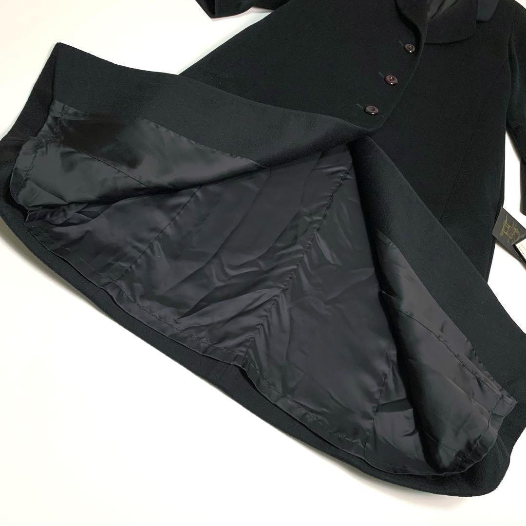 【新品タグ付‼️マキシ丈 カシミヤ100%】ダリヤ ロング チェスターコート 黒