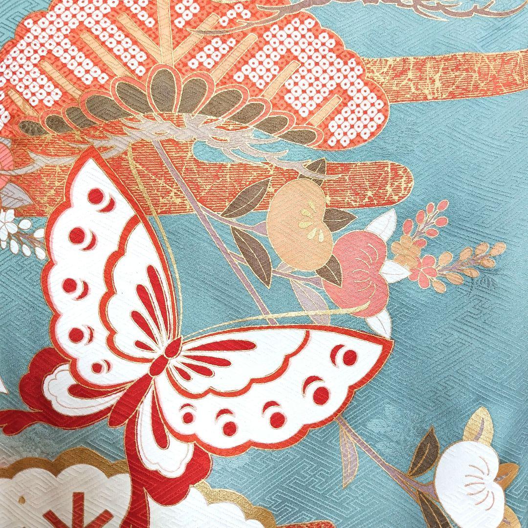 振袖フルセット(8点)・成人式・古典柄・金彩加工・くすみ・金駒刺繍・逸品