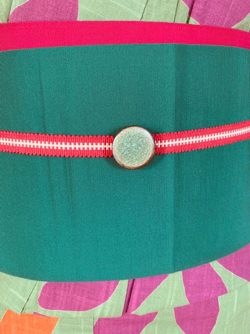 Sybilla シビラ　お花と葉っぱの浴衣と博多織の半幅帯と真田紐と帯留めセット