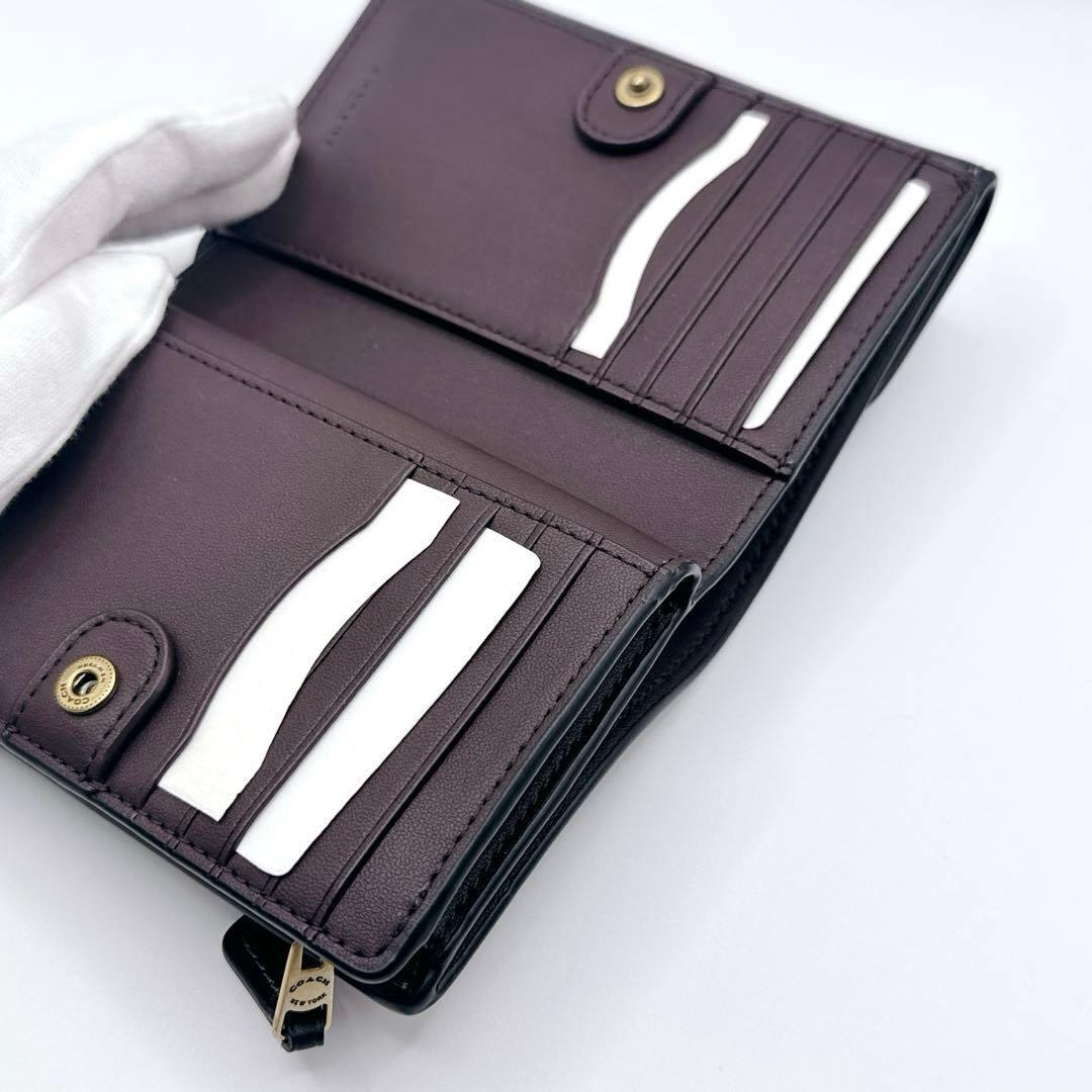 【極美品】 コーチ COACH レディース 2つ折り財布 保存分付き ブラック