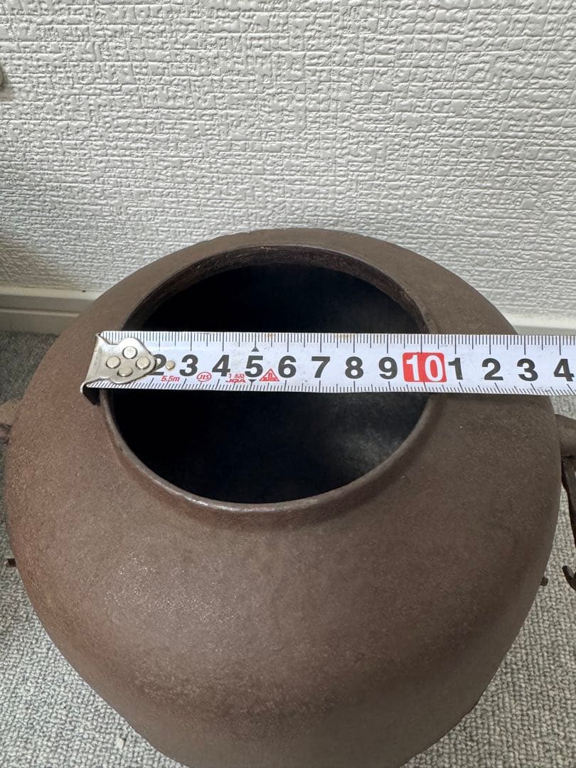 アンティーク　茶道具　風炉　鉄釜　五徳　3点セット