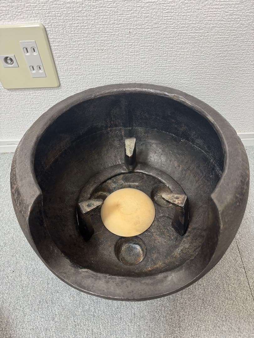 アンティーク　茶道具　風炉　鉄釜　五徳　3点セット