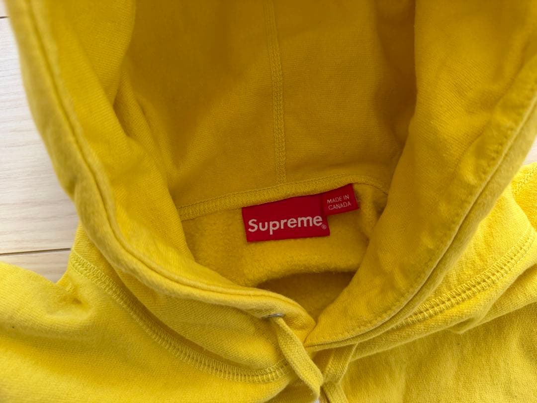 Supreme イエロー フード付きクロスボックスロゴパーカー