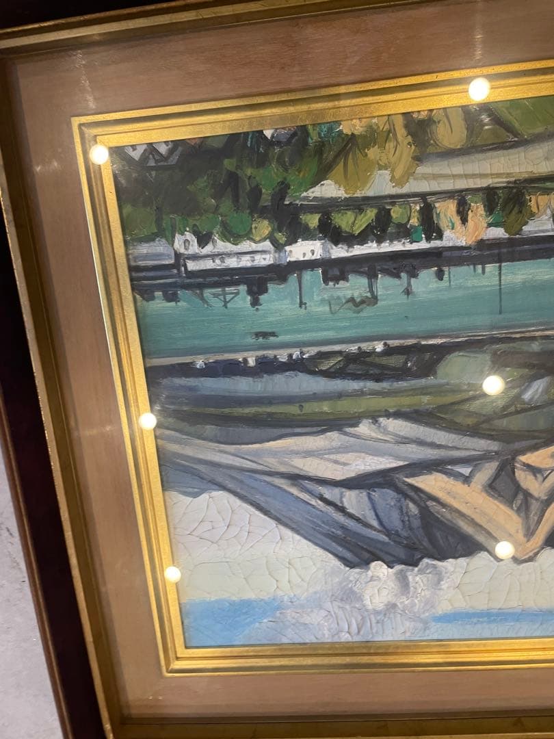 狩野寿一　絵画　油彩　額装