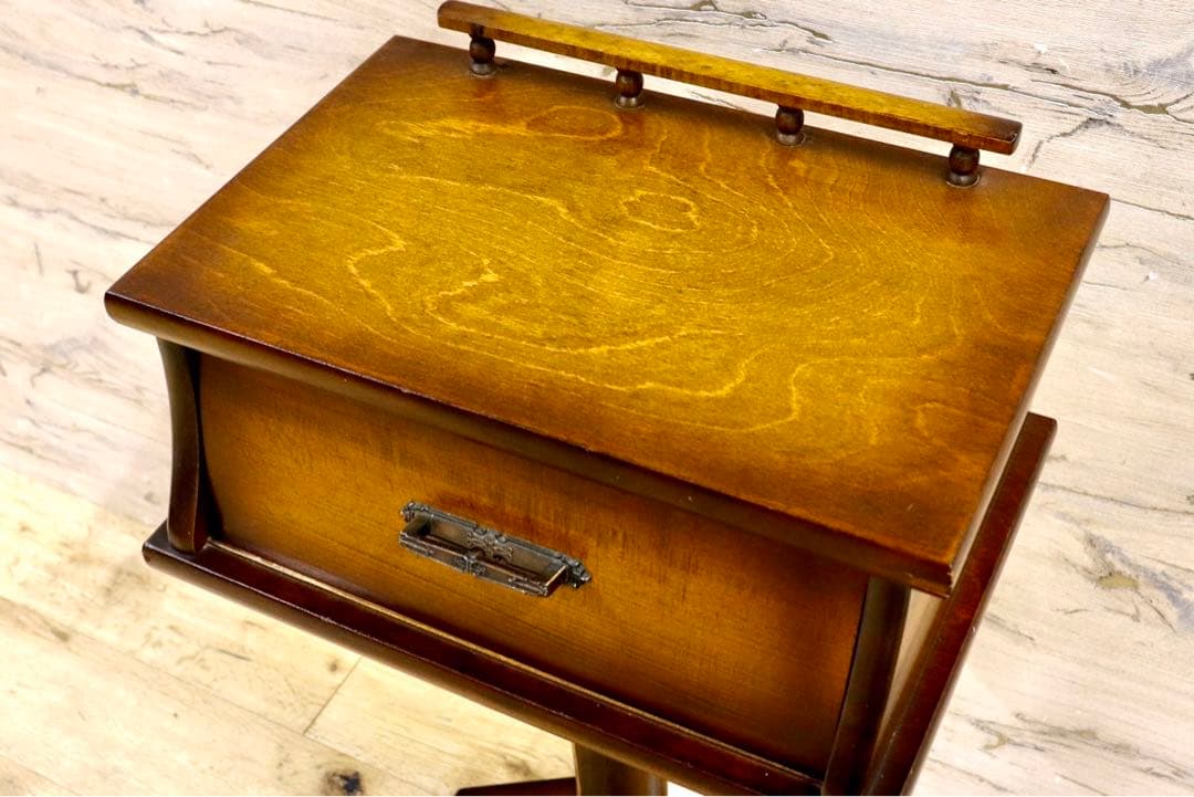 GMIS118A○曙工芸製作所 電話台 飾り台 レトロ 花台 収納 木製 ア