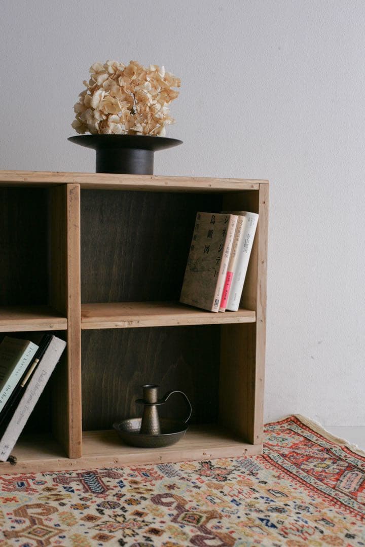 桝目棚 本棚　収納棚　小物入れ　棚　古家具　ヴィンテージ家具