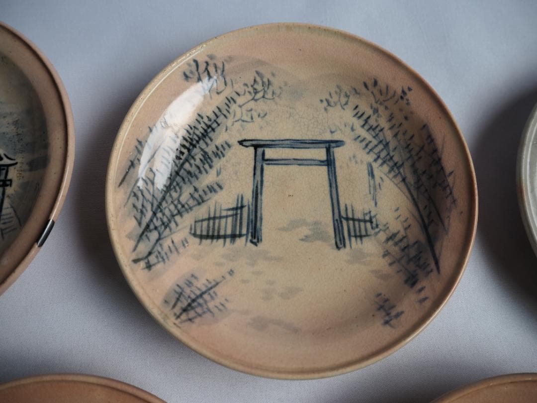 初代大丸北峰造『京名所図銘々皿』（共箱）