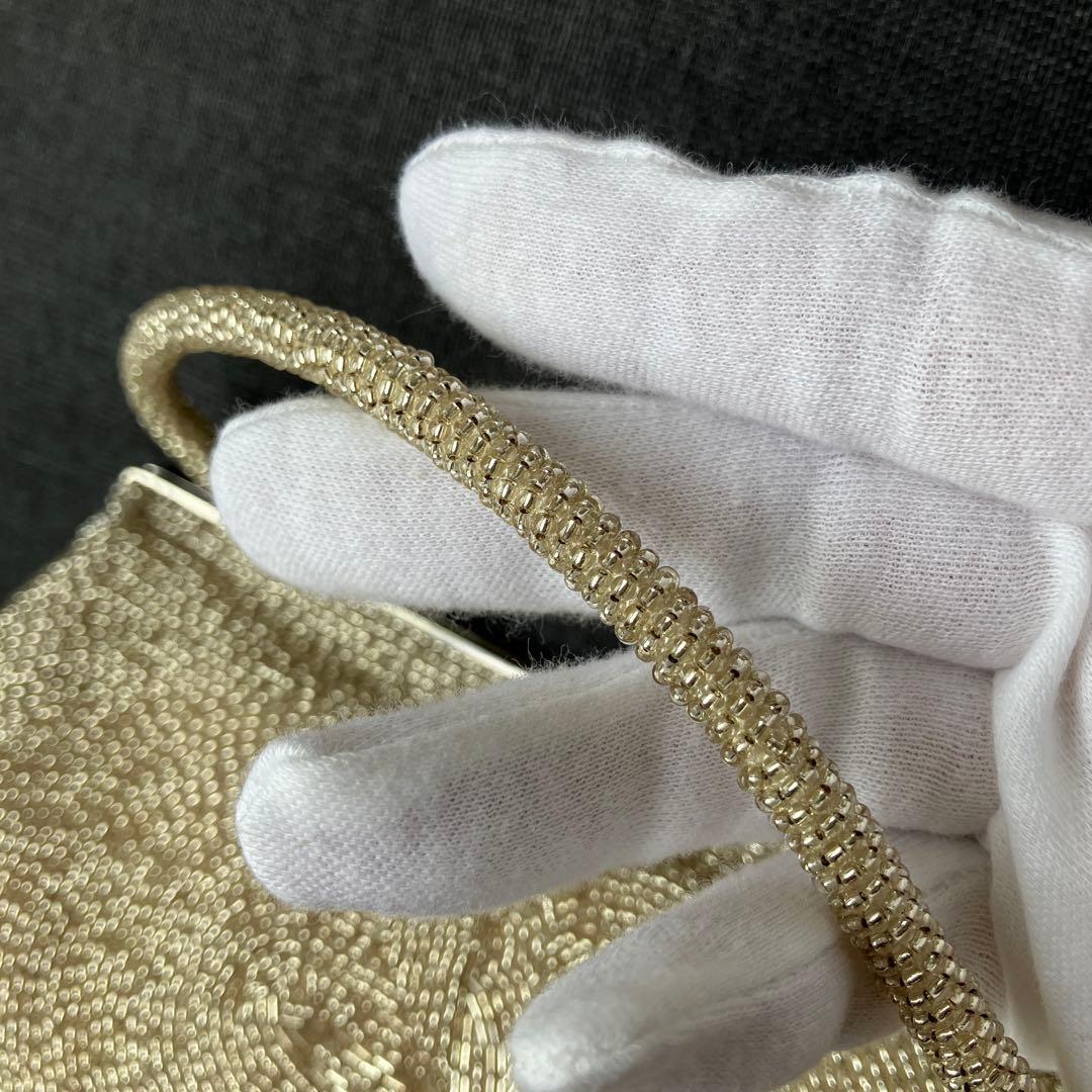 【美品】ヴィンテージ WAKO 銀座和光 高級ビーズ パーティーバッグ シルバー