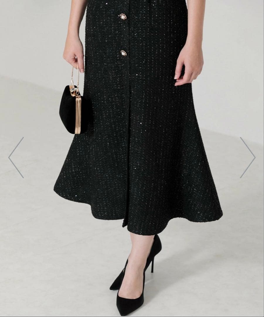 ⭐︎みいさま専用）未使用）Leja/ラメ混ツイードパール釦スパンコール刺繍ドレス