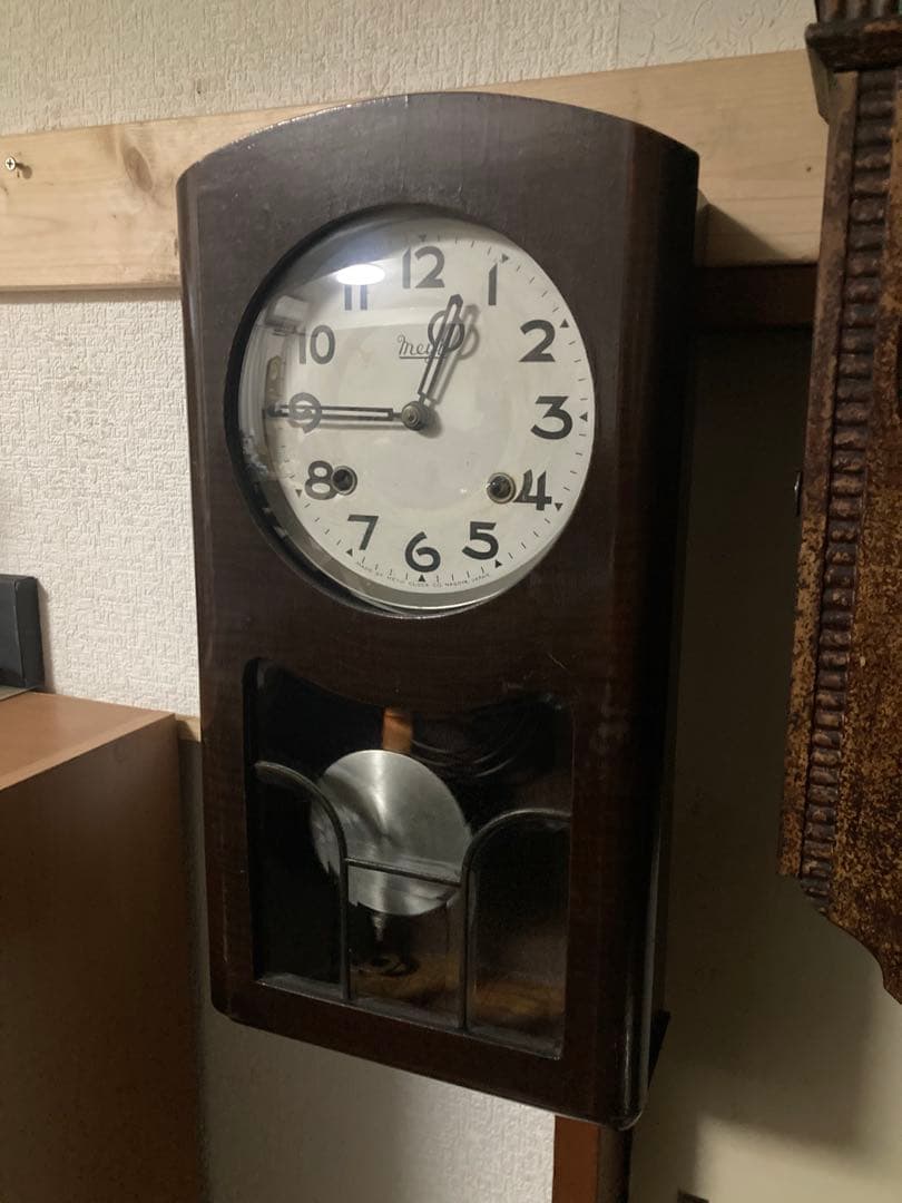 Meiji時計 数打ち式8日巻アンティーク柱時計 稼働中