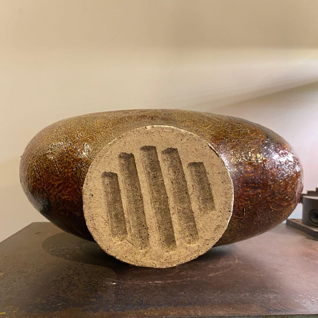 プリミティブでアンバランスな陶器製花器 ビンテージ 古道具