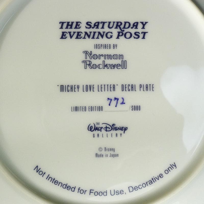 限定！ / ミッキーのラブレター・絵皿 / ノーマンロックウェル・ディズニー